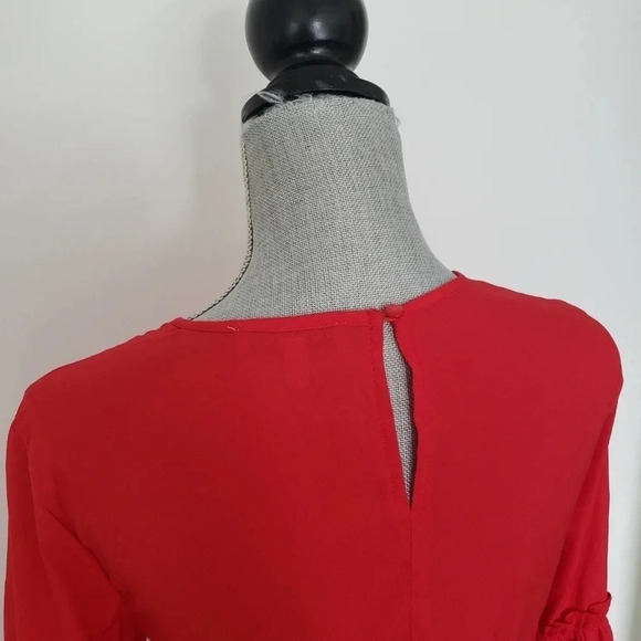 KONTROL Contemporary Women's Red Long Bell Sleeve - Picture 2 of 10